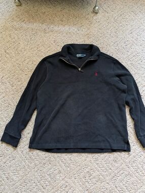 Vintage Polo Ralph Lauren Black Quarter Zip Cotton Sweatshirt